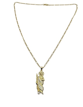 Collar con dije san judas tadeo Limerence By Claudia Herrera Santos de oro laminado 14 K