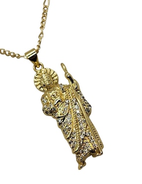 Collar con dije san judas tadeo Limerence By Claudia Herrera Santos de oro laminado 14 K