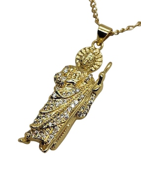 Collar con dije san judas tadeo Limerence By Claudia Herrera Santos de oro laminado 14 K