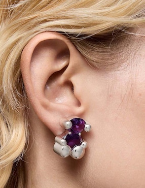 Aretes de oso Tous de plata P 925 con acabado brillante zafiro