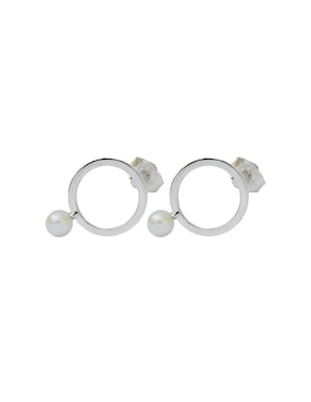 Aretes de aro circulares Teresa Díaz Joyería Mexicana Somos Uno de plata P 925 con acabado pavé perla
