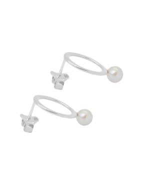 Aretes de aro circulares Teresa Díaz Joyería Mexicana Somos Uno de plata P 925 con acabado pavé perla