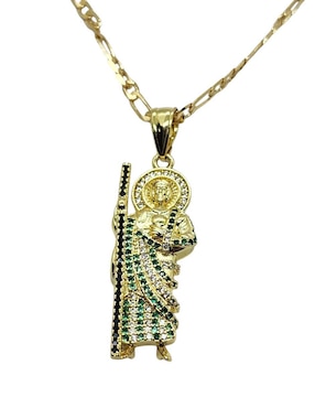 Collar con dije san judas tadeo Limerence By Claudia Herrera de oro laminado 14 K