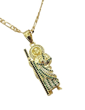 Collar con dije san judas tadeo Limerence By Claudia Herrera de oro laminado 14 K