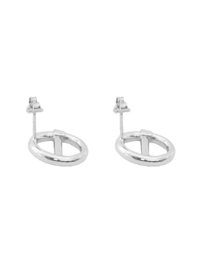 Aretes de aro circulares Teresa Díaz Joyería Mexicana de plata P 925 con acabado brillante