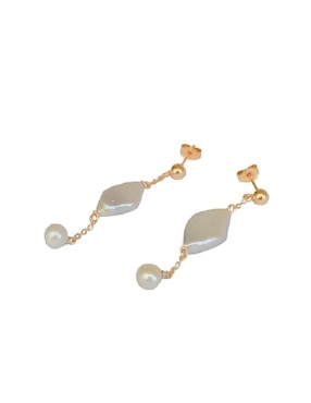Aretes de rombo Teresa Díaz Joyería Mexicana Tesoros Del Océano de plata P 925 con acabado baño de oro perla