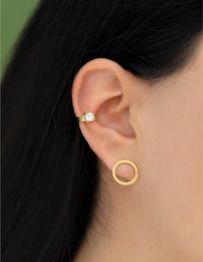 Aretes de aro circulares Teresa Díaz Joyería Mexicana Somos Uno de plata P 925 con acabado baño de oro