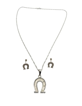 Aretes y collar de herradura Limerence By Claudia Herrera suérte de plata P.925