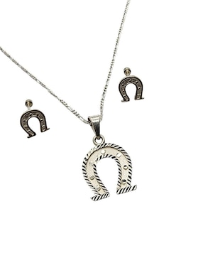 Aretes y collar de herradura Limerence By Claudia Herrera suérte de plata P.925