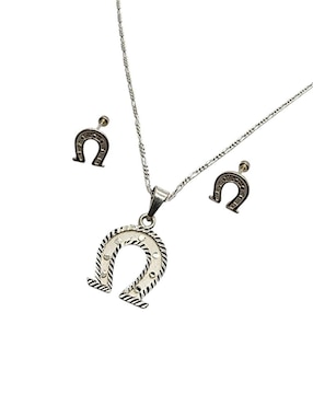 Aretes y collar de herradura Limerence By Claudia Herrera suérte de plata P.925