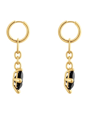 Aretes de aro cuadrados Tous de plata P 925 con acabado baño de oro ónix