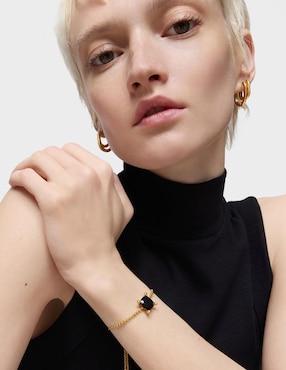 Pulsera Tous de plata con ónix p 925 con acabado baño de oro