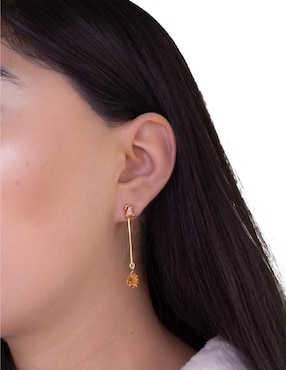 Aretes de pera Teresa Díaz Joyería Mexicana Destellos De La Tierra de plata P 925 con acabado baño de oro citrina
