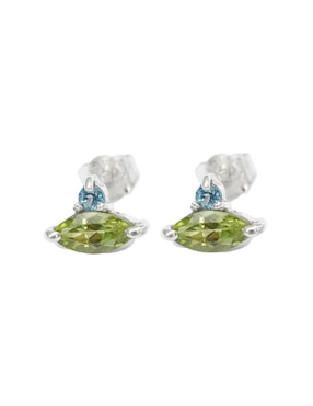 Aretes de rombo Teresa Díaz Joyería Mexicana Destellos De La Tierra de plata P 925 con acabado plateado peridoto