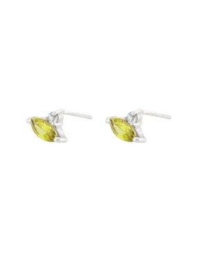 Aretes de rombo Teresa Díaz Joyería Mexicana Destellos De La Tierra de plata P 925 con acabado plateado peridoto