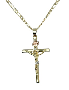 Collar con dije cristo de cruz Limerence By Claudia Herrera de oro laminado 14 K