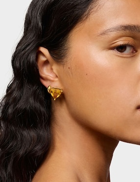 Aretes triangulares Tous de plata P 925 con acabado baño de oro citrina