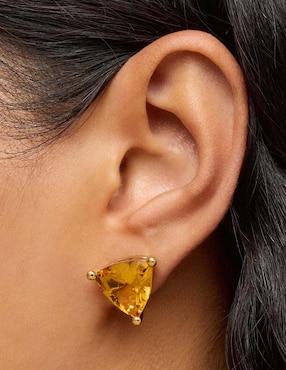 Aretes triangulares Tous de plata P 925 con acabado baño de oro citrina