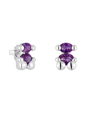 Aretes Cortos De Oso TOUS Color Bear De Plata P925 Con Acabado Brillante Zafiro