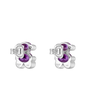 Aretes de oso Tous de plata P 925 con acabado brillante zafiro