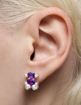 Aretes de oso Tous de plata P 925 con acabado brillante zafiro