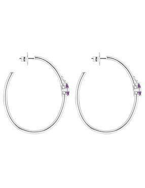 Aretes de aro circulares Tous de plata P 925 con acabado plateado zafiro
