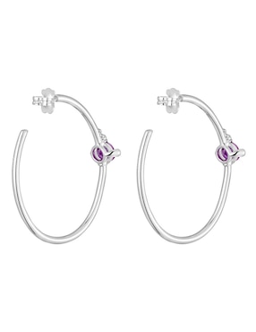 Aretes de aro circulares Tous de plata P 925 con acabado plateado zafiro