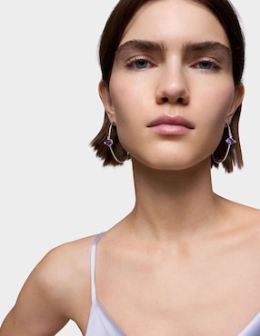 Aretes de aro circulares Tous de plata P 925 con acabado plateado zafiro