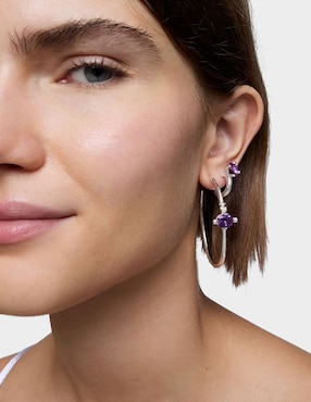 Aretes de aro circulares Tous de plata P 925 con acabado plateado zafiro