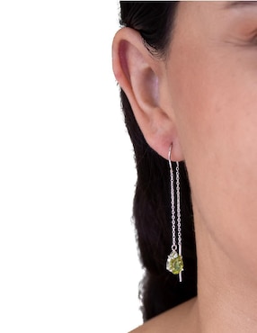 Aretes de pera Teresa Díaz Joyería Mexicana Destellos De La Tierra de plata P 925 con acabado plateado peridoto