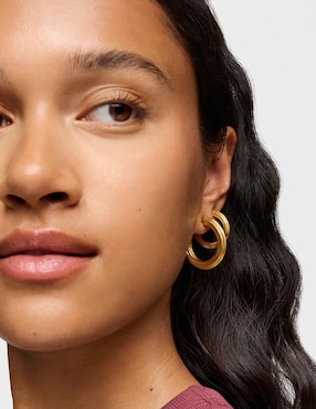 Aretes de aro circulares Tous 1950 de plata P 925 con acabado baño de oro