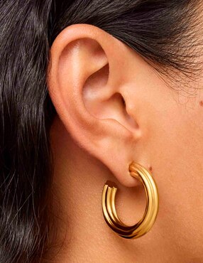 Aretes de aro circulares Tous 1950 de plata P 925 con acabado baño de oro