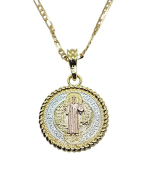 Collar con dije san benito Limerence By Claudia Herrera de oro laminado 14 K