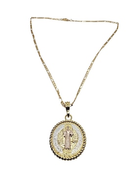 Collar con dije san benito Limerence By Claudia Herrera de oro laminado 14 K