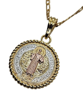 Collar con dije san benito Limerence By Claudia Herrera de oro laminado 14 K