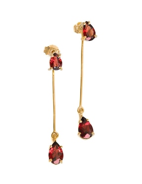 Aretes de pera Teresa Díaz Joyería Mexicana Destellos De La Tierra de plata P 925 con acabado baño de oro granate