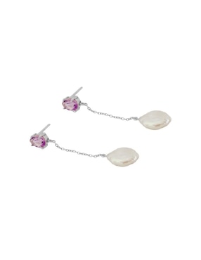 Aretes de pera Teresa Díaz Joyería Mexicana Destellos De La Tierra de plata P 925 con acabado plateado amatista