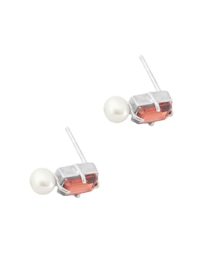 Aretes rectangulares Teresa Díaz Joyería Mexicana Destellos De La Tierra de plata P 925 con acabado plateado granate