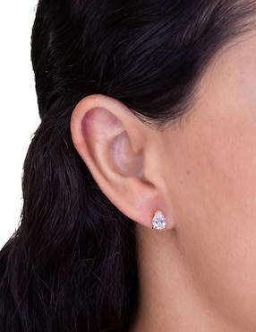 Aretes de pera Teresa Díaz Joyería Mexicana Destellos De La Tierra de plata P 925 con acabado baño de oro cuarzo