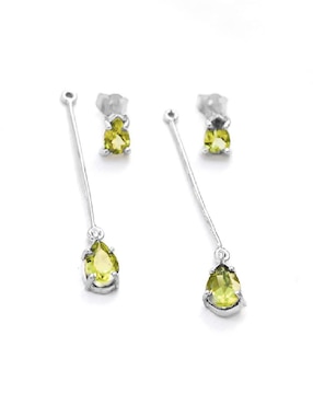 Aretes de pera Teresa Díaz Joyería Mexicana Destellos De La Tierra de plata P 925 con acabado plateado peridoto