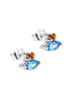 Aretes de rombo Teresa Díaz Joyería Mexicana Destellos De La Tierra de plata P 925 con acabado plateado topacio