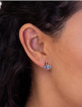Aretes de rombo Teresa Díaz Joyería Mexicana Destellos De La Tierra de plata P 925 con acabado plateado topacio