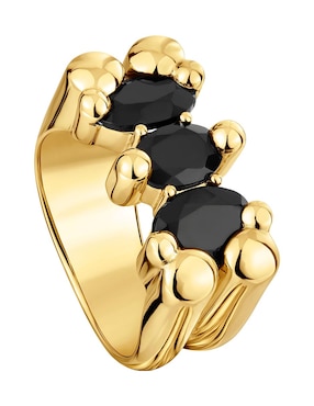 Anillo de oso Tous Color Bear de plata P 925 ónix con acabado baño de oro