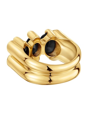 Anillo de oso Tous Color Bear de plata P 925 ónix con acabado baño de oro
