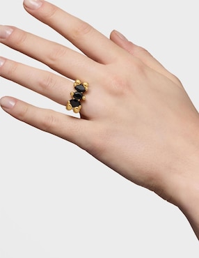 Anillo de oso Tous Color Bear de plata P 925 ónix con acabado baño de oro