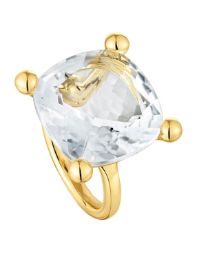 Anillo con gema Tous de plata P 925 cuarzo con acabado baño de oro