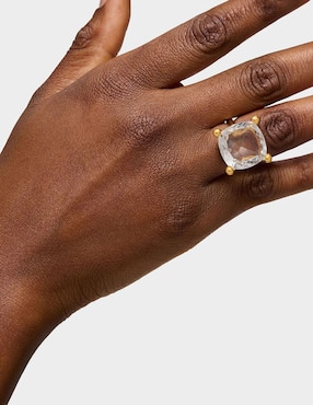 Anillo con gema Tous de plata P 925 cuarzo con acabado baño de oro