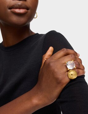 Anillo con gema Tous de plata P 925 cuarzo con acabado baño de oro