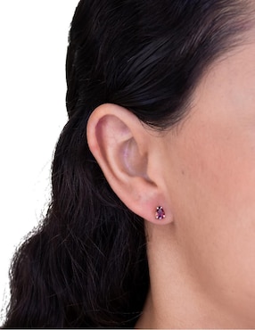 Aretes de gota Teresa Díaz Joyería Mexicana de oro con acabado pavé rodolita