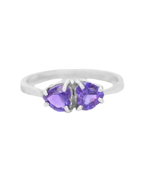 Anillo con gema de corazón Teresa Díaz Joyería Mexicana Destellos de la Tierra P 925 de plata amatista pavé